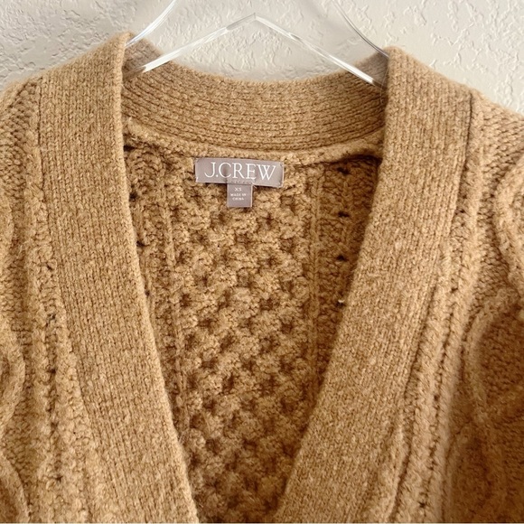 J.CREW Cable Knit Stretch Cardigan Sweater Tan XS Wool Blend - Picture 6 of 12